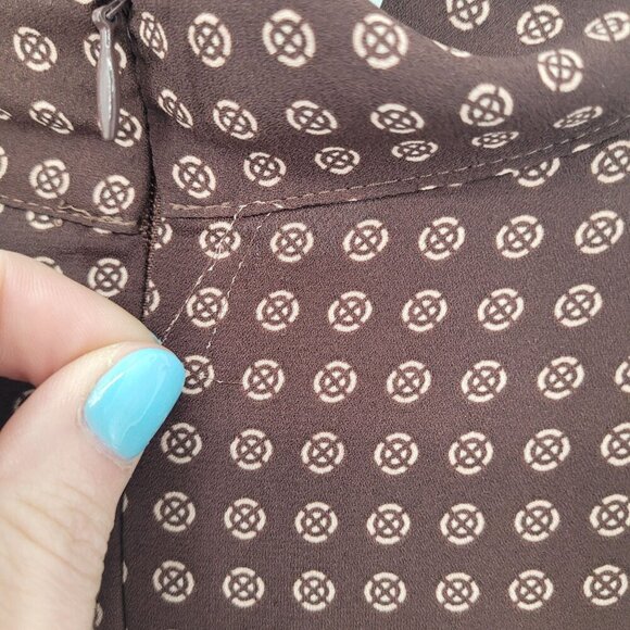 Express Medium Printed Faux leather tie neck long sleeve romper dark academia - Picture 11 of 13